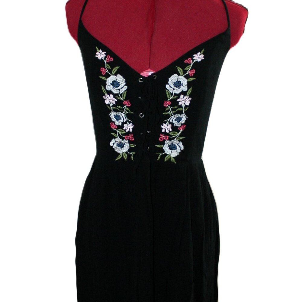 Abercrombie & Fitch Summer Dress - Size Large - Floral Embroidery - Black - Picture 2 of 6